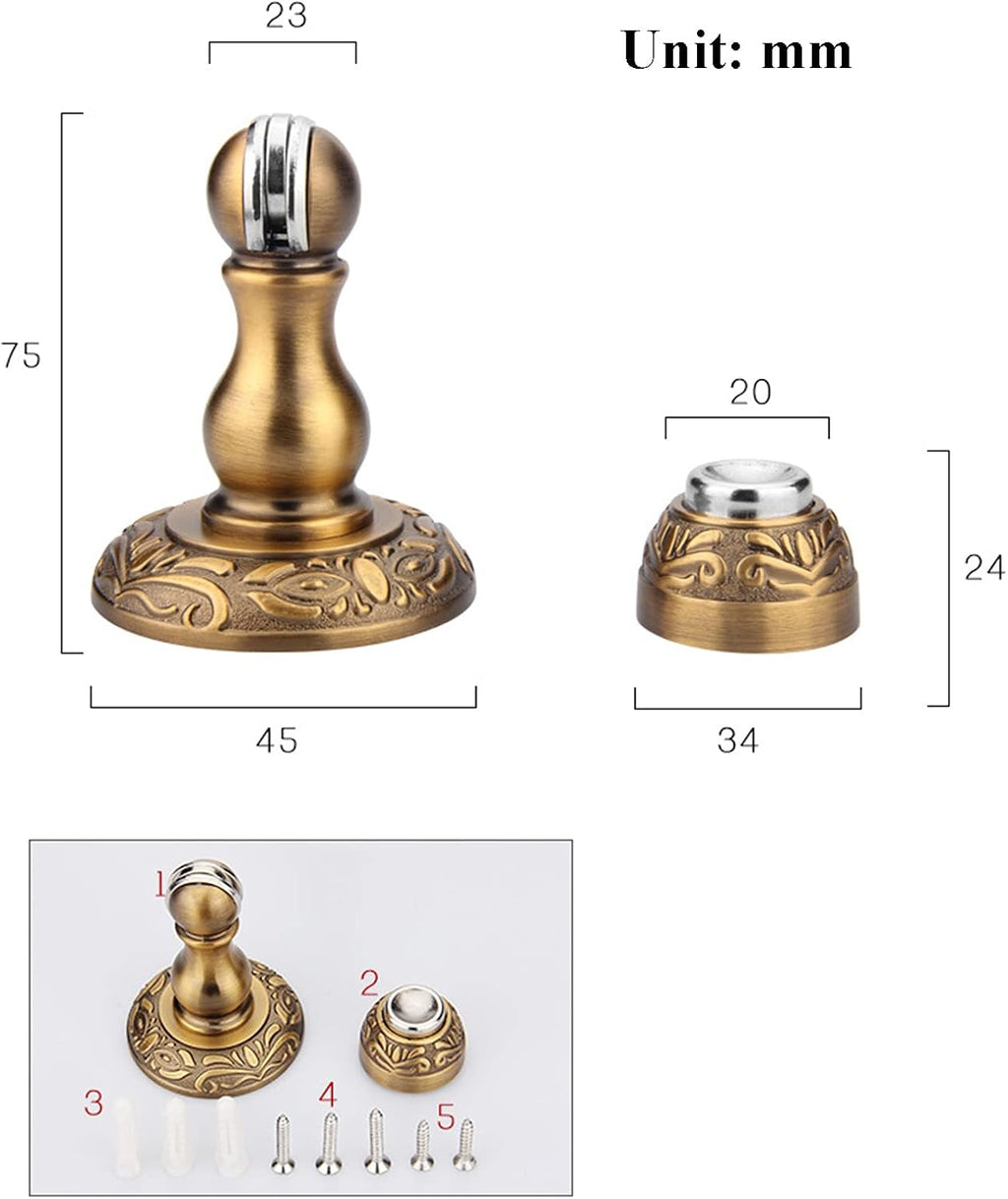 4PCS Magnetic Door Stop, Heavy Duty Magnet Door Stopper, Wall/Floor Mounted Door Holder, Door Catch Stopper with Mounting Screws,Gold (Color : Silver)