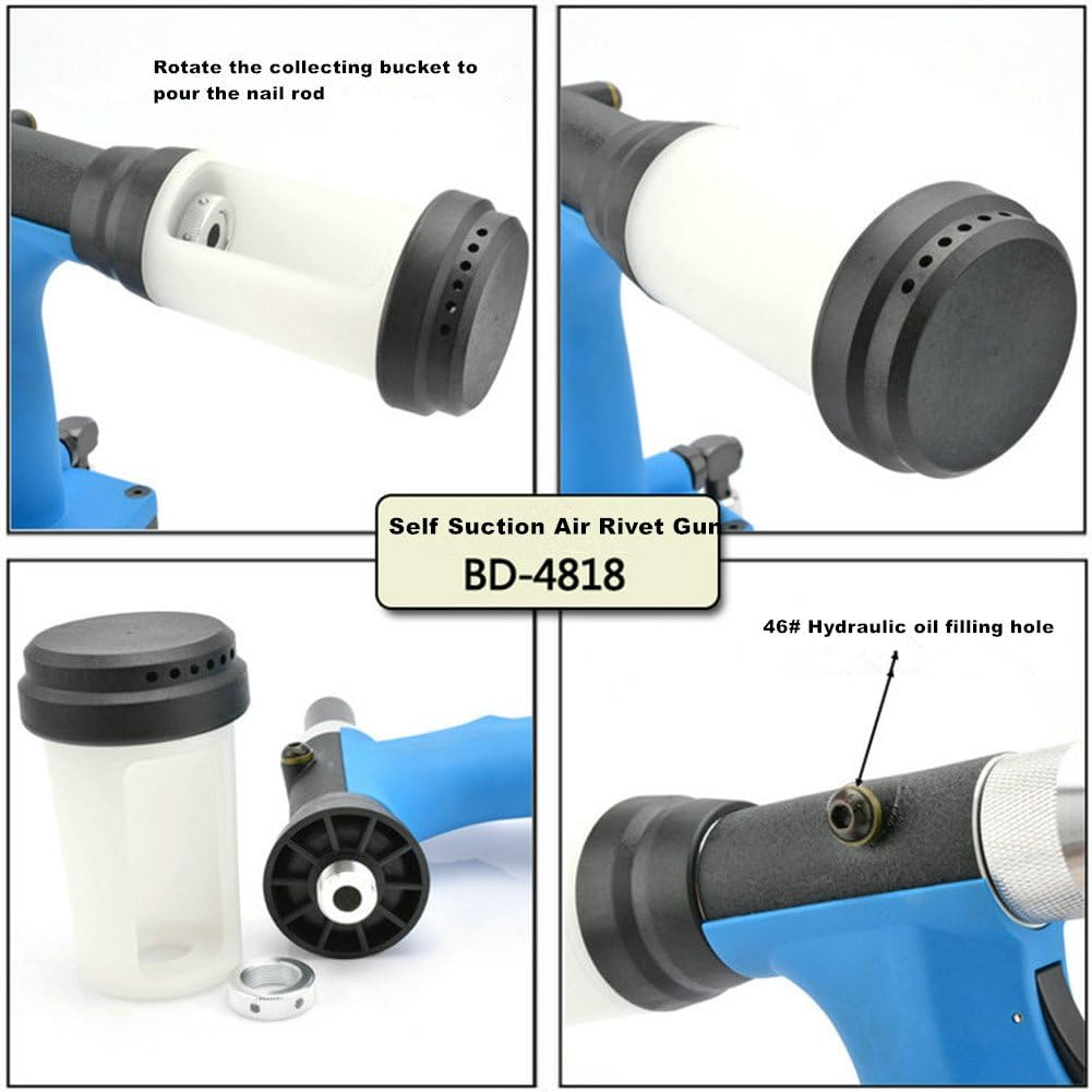 Air Rivet Gun 1/4 inch NPT Self Suction Pneumatic Hydraulic Pop Pull Riveter Heavy Duty Riveting Tools