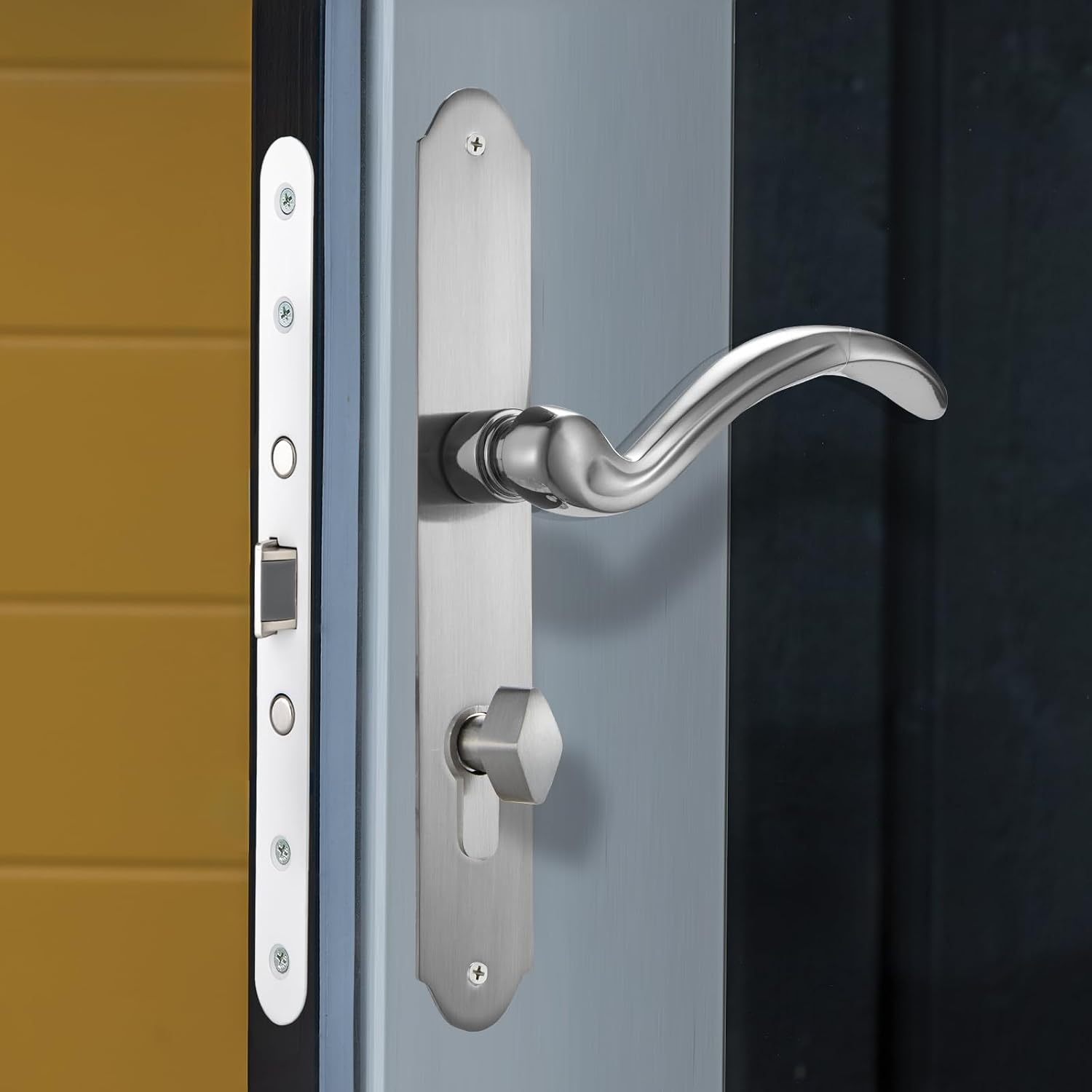 MaxxGeek Storm Door Handle Accessory Set fit Pella Storm Door Handle Replacement Part, with Key and Lock Cylinder (Brushed Nickel)