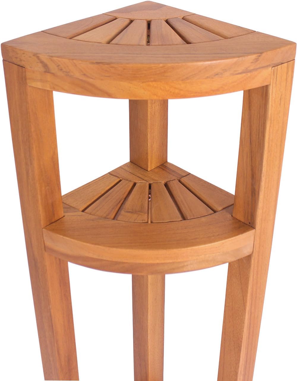 AquaTeak Kai Teak Corner Bath Shelf with Angled Shaving & Washing Foot Rest