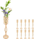 10PCS Wedding Flower Centerpieces for Tables, 61cm/24 Tall Crystal Wedding Decor Flower Stand Floral Display Rack Gold Vases for Tables Wedding Dinner Party, Ceremony Birthday Event Decor (Gold)