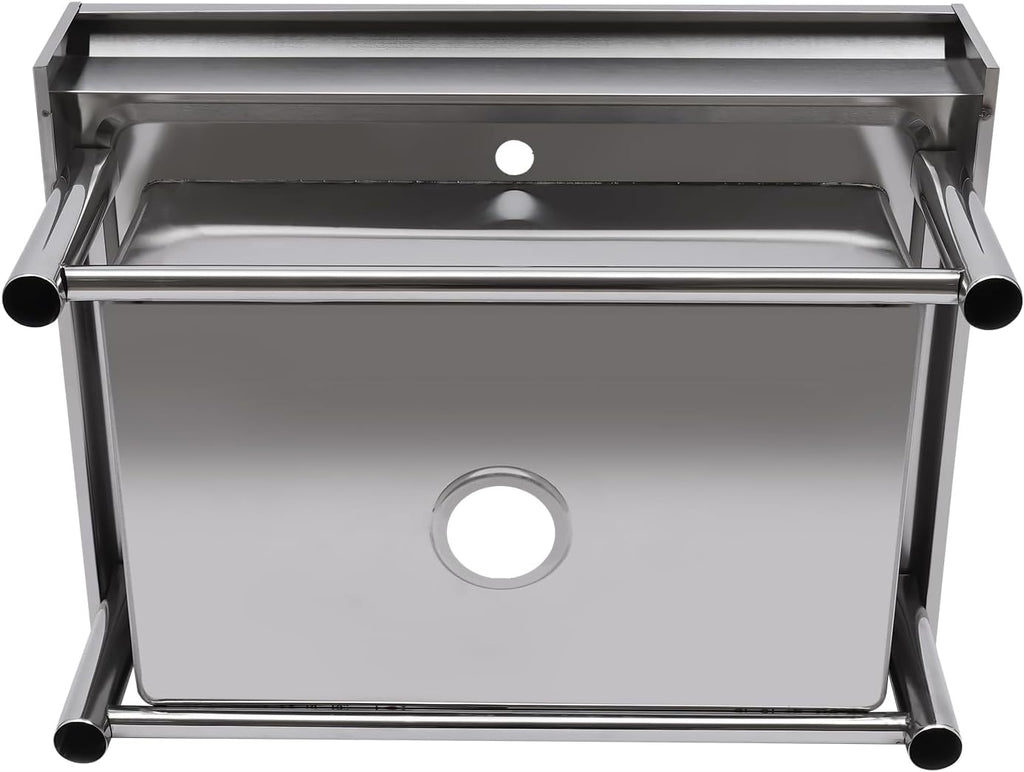 Commercial Stainless Steel Sink, Cold & Hot Water Double Basin Triple Utility Wash Sink, 360° Rotation and Double Layer Filter, Used for Garages, Laundry Room, Kitchen, Restaurant, Farm, Backyard