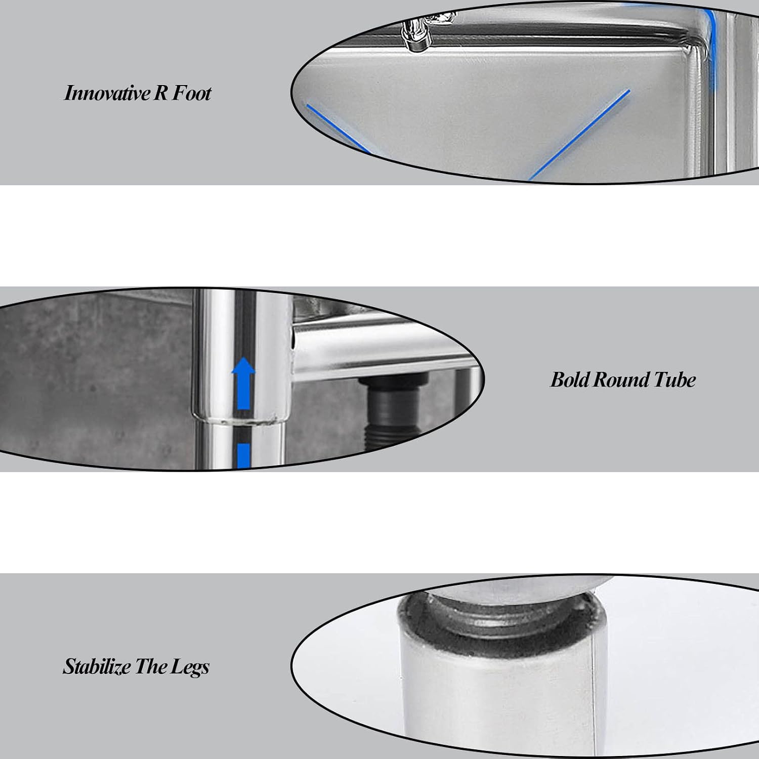 Stainless Steel Commercial Kitchen Sink with Faucet and Drain Pipe Single Bowl Sink Free Standing Sink for Indoor Outdoor, Silver