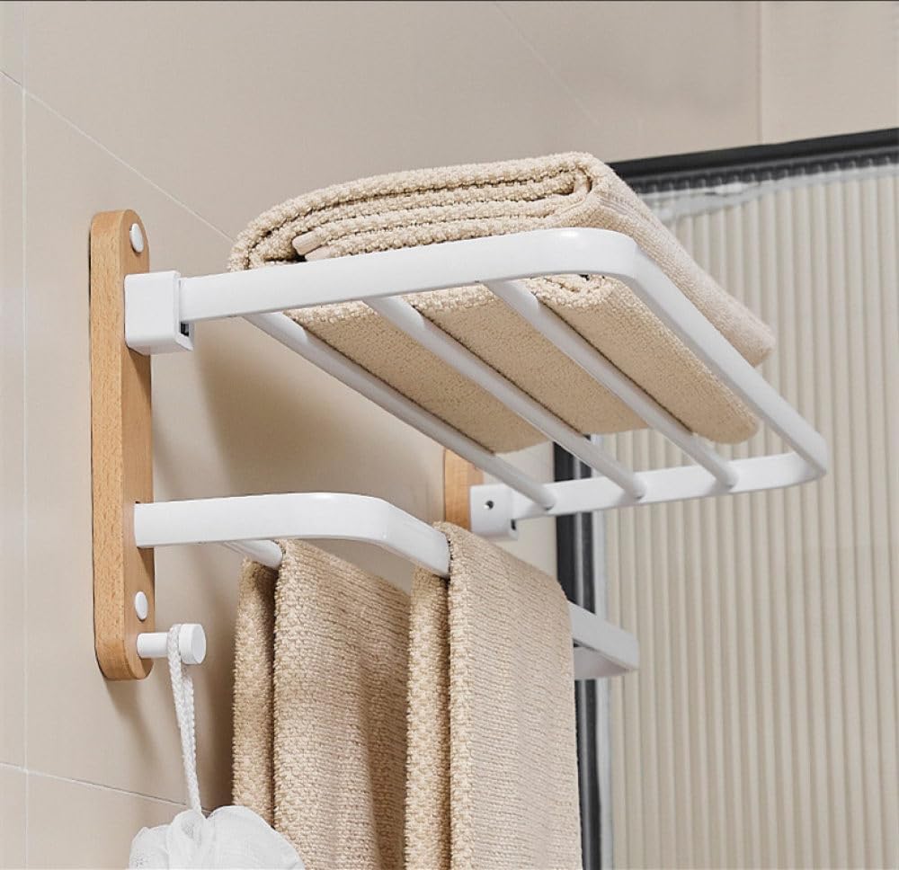 Wooden Bathroom Hardware Sets Towel Ring Rack Paper Holder Towel Bar Hook Shelf Bathroom Accessories White Kit,Towel Rack 60cm