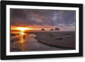 Terrill, Steve 18x15 Black Ornate Framed and Double Matted Museum Art Print Titled Oregon, Oceanside Sunset on Three Arch Rocks