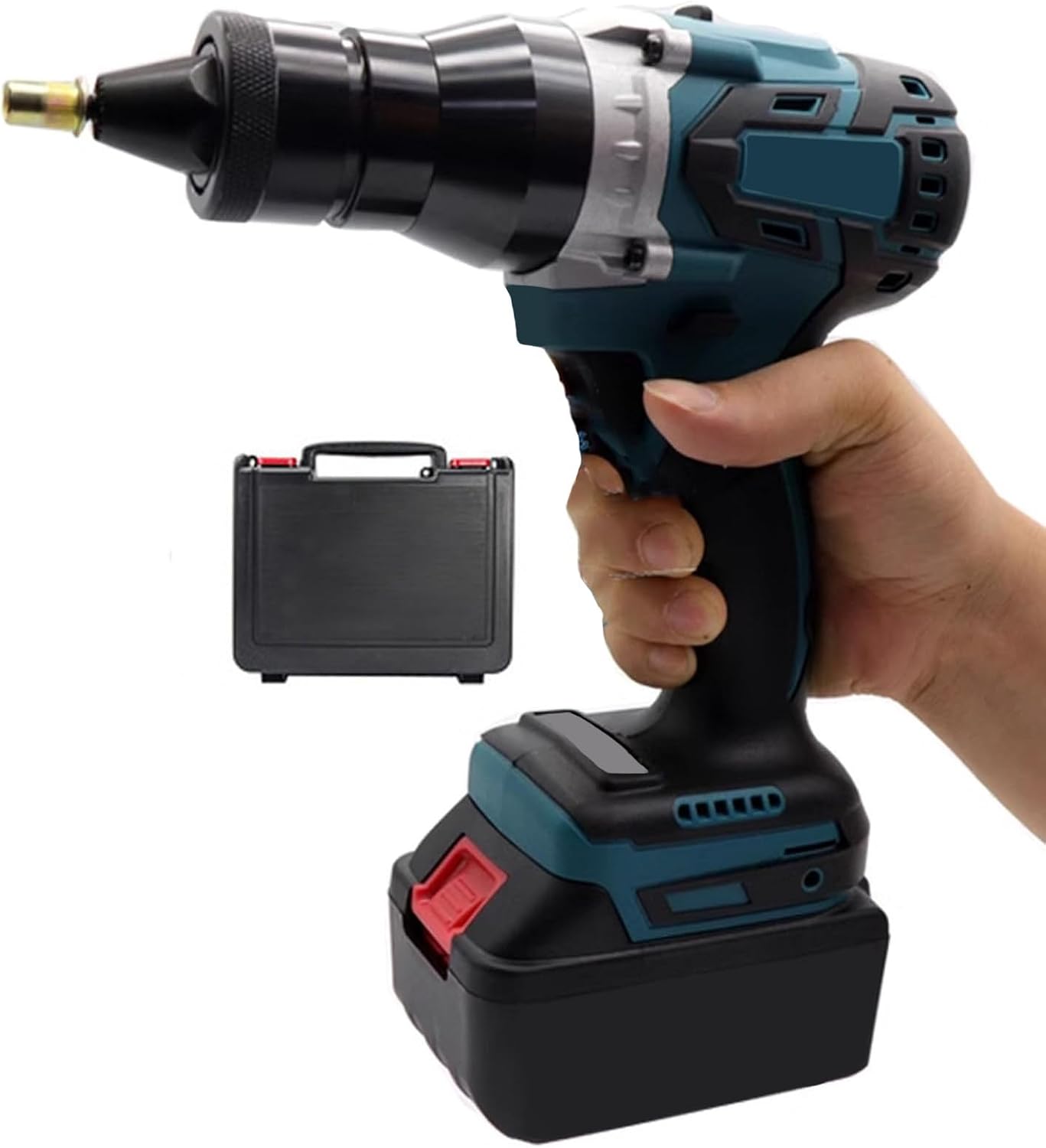 Cordless Rivet Nut Tool Set, with M3-M12 Heads, Portable Pop Rivet Nut Insert Installation Tool, Electric Assembly Nutsert Kit, for Stainless Steel