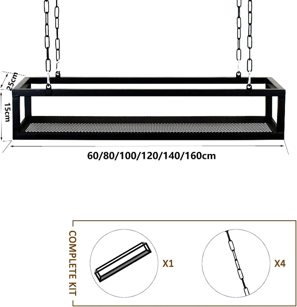 Corner Ledge Wall Shelf,Ceiling Shelf Mounted Floating Suspended Shelving, Metal Iron Decorations Display Shelves - Kitchen Storage Rack/Pot Pan Rack/Wine Holder/Flower Pot Stand for Bar Liv