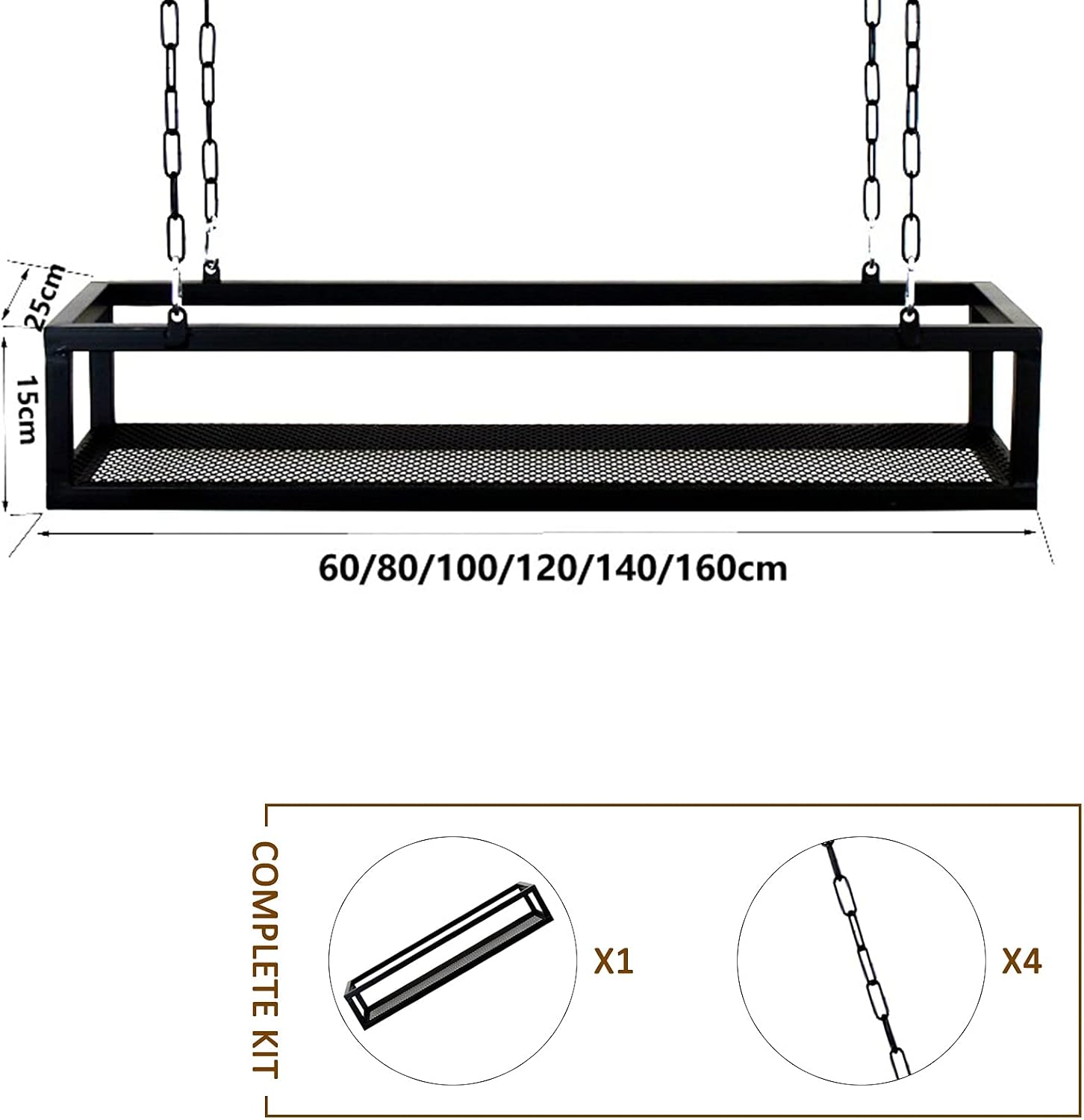Corner Ledge Wall Shelf,Ceiling Shelf Mounted Floating Suspended Shelving, Metal Iron Decorations Display Shelves - Kitchen Storage Rack/Pot Pan Rack/Wine Holder/Flower Pot Stand for Bar Liv