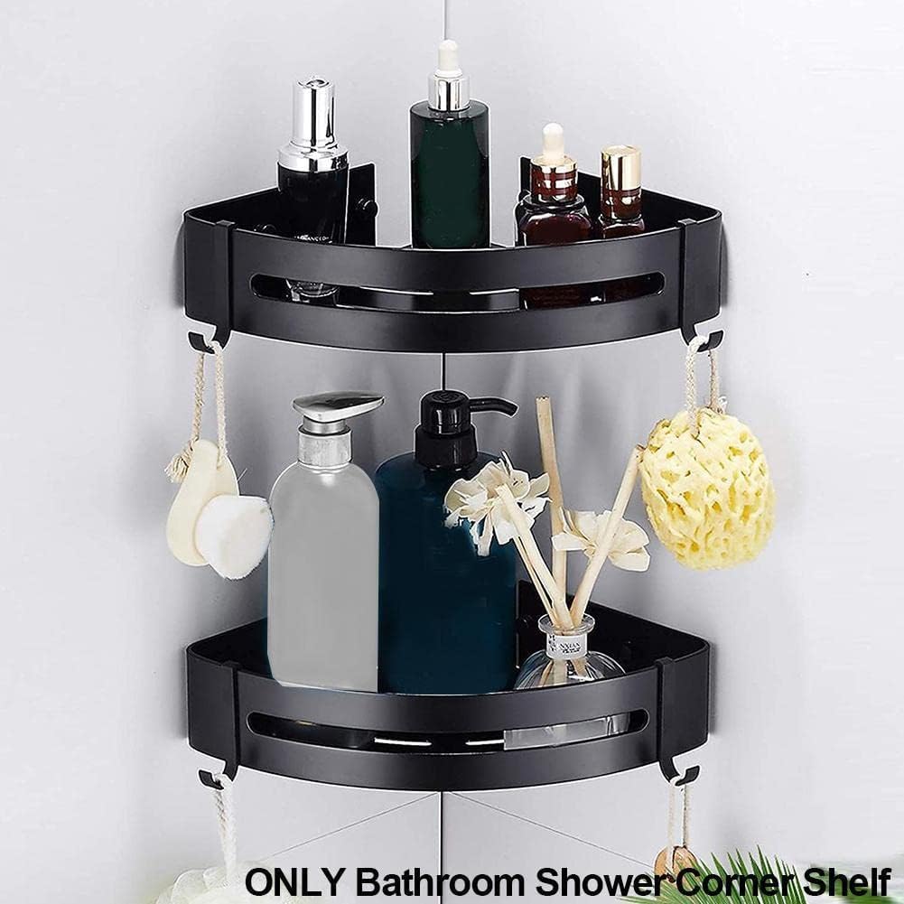 Corner Shower Caddy Bathroom Shelves, Bathroom Shelf, Triangle Towel Shower Storage Rack, Black Corner Shelves, Wall Mounted Aluminum Holder, No Drill Organizer（Silver