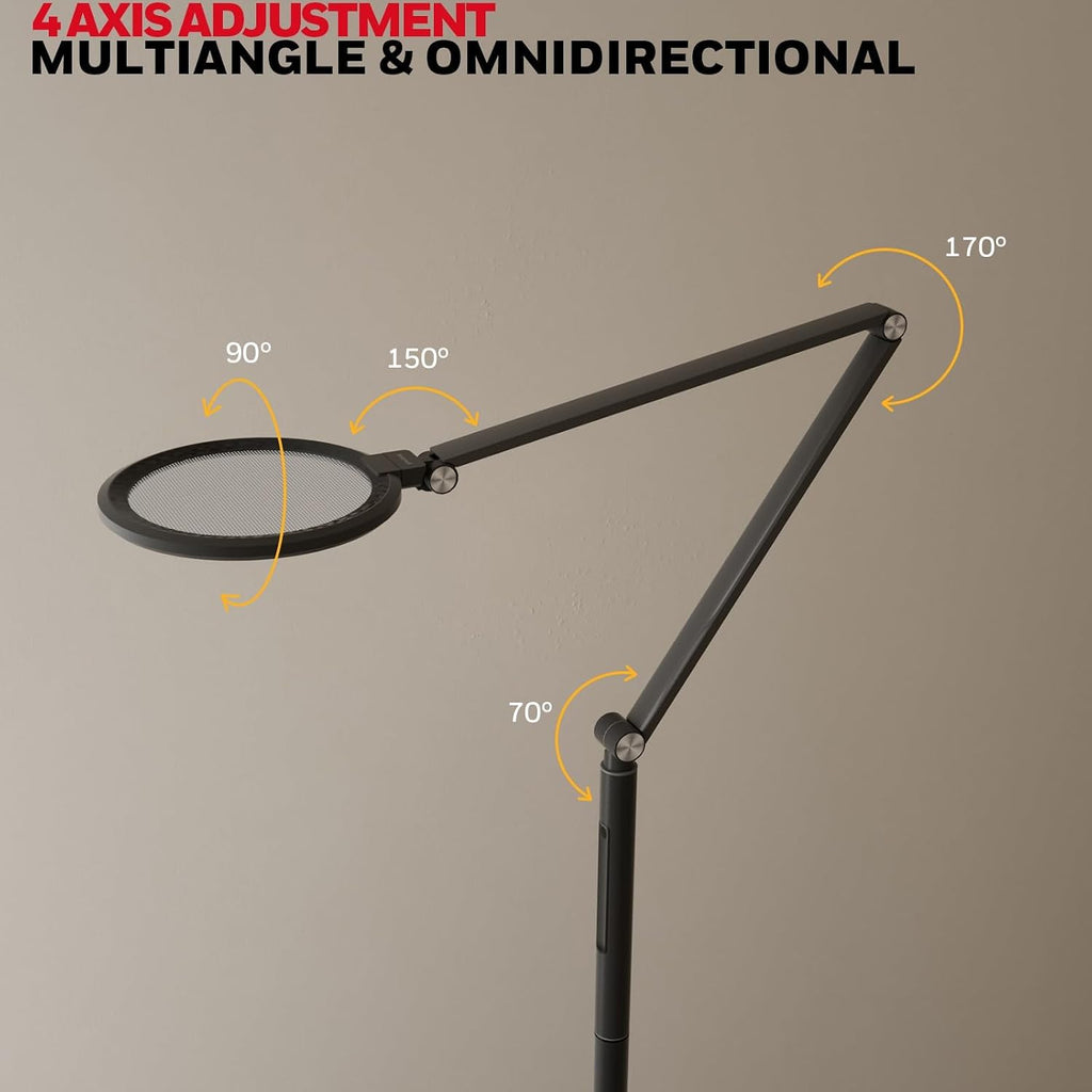 Honeywell LED Floor Lamp - F01BK Sunturalux™ Eye Caring Dimmable Standing Light with Remote,Bright Natural Daylight 5 Colors & 5 Brightness Adjustable Tall Lampara for Home Office Living Room Bedroom