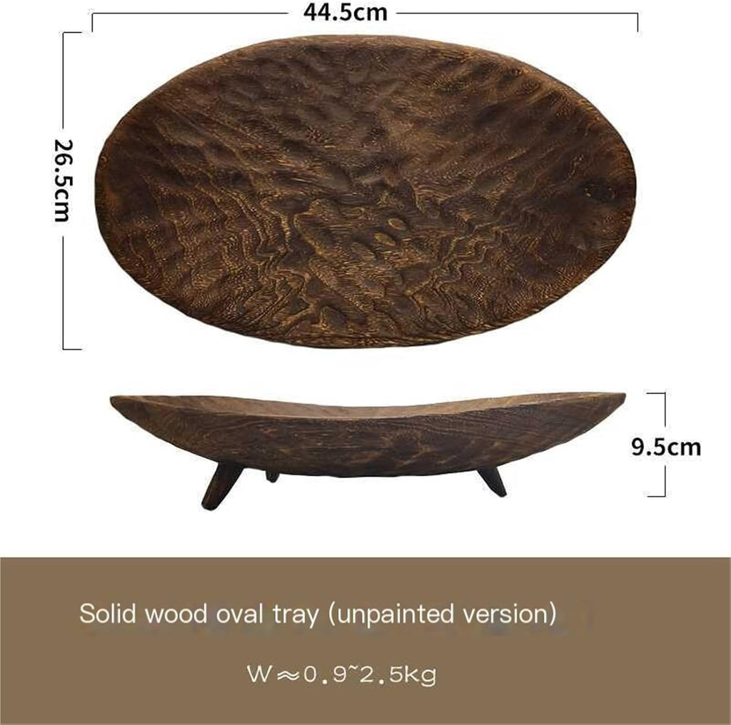Natural Wood Fruit Tray, Vintage Countryside Style Large Oval Plate - INS Nordic Breakfast Snack Tray, Beautiful Home Decor(Color1)