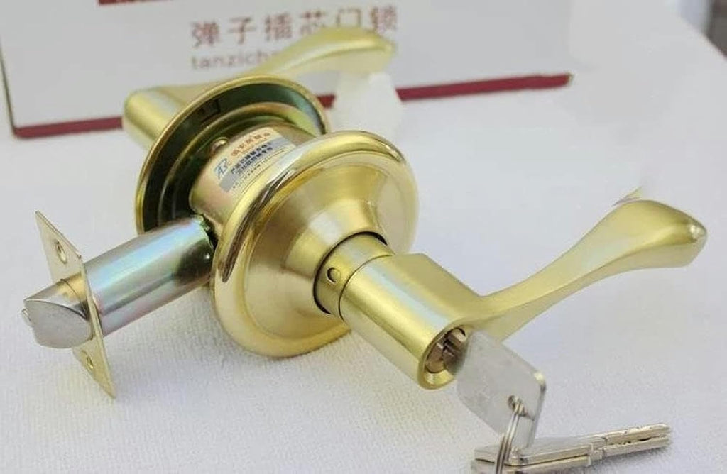 5 Sets Right Privacy Brush Gold Lever Handle Door Lock Lockset