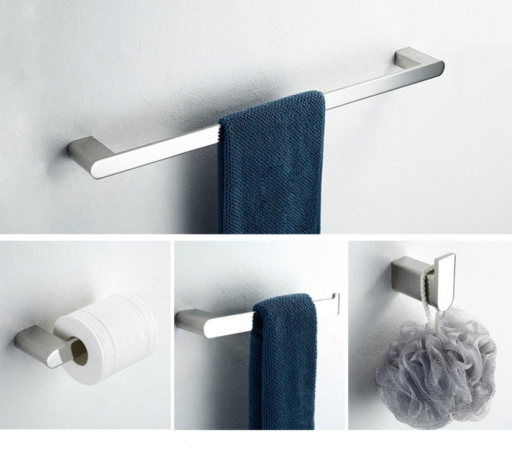 Silvery Mirror Chrome Polished Bathroom Hardware Set Towel Rack Toilet Paper Holder Soap Dish Towel Bar Hook Bathroom Hardware,4 Pieces kit.