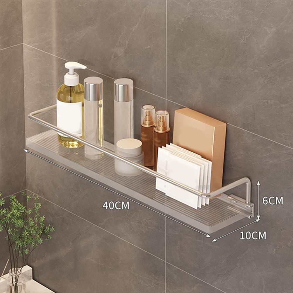Acrylic Bathroom Shelf Corner Shower Caddy Wall Mounted Floating Shelves with Towel Rack Storage Transparent Cosmetic nizer for Dressing Table Kitchen Storage Shelves/Gold 40cm