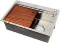 JATIBOSH Kitchen Sink Stainless Steel Sink Multifunctional Workstation Single Bowl Sink with Chopping Board and Vegetable Basin Drain Set (Color : Silver, Size : 60 * 45cm)