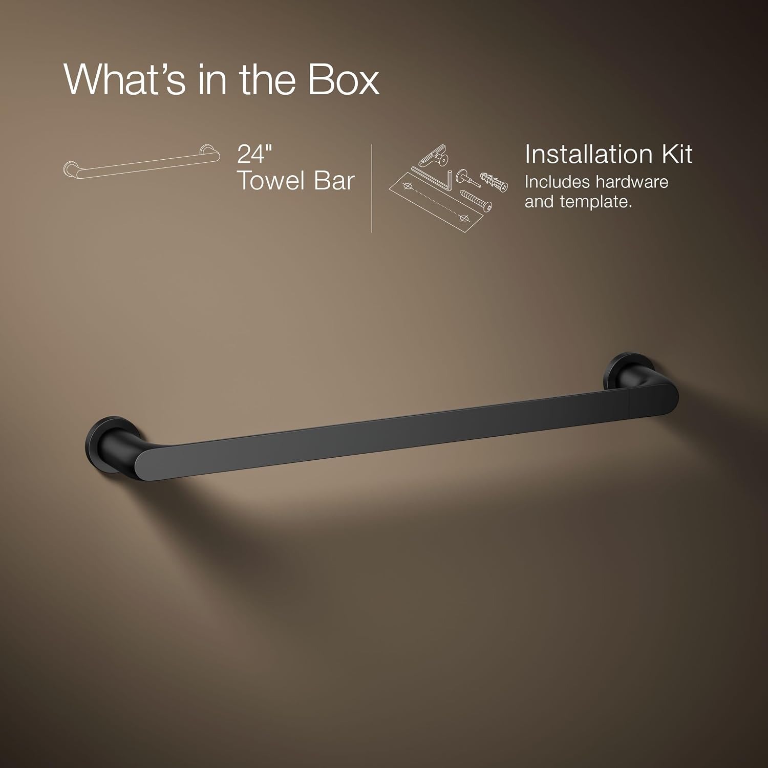 Kohler 97494-BL Avid® 18' Towel bar, Matte Black