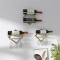 Bar Unit Floating Shelves, Metal Wine Rack Wall Mounted Modern, Elegant Storage For Living Room - With Hanging Wine Glass Rack Mini Bar Bottle Display Shelf Whiskey Shelf Corner Bar ( Color : Gold-3pc