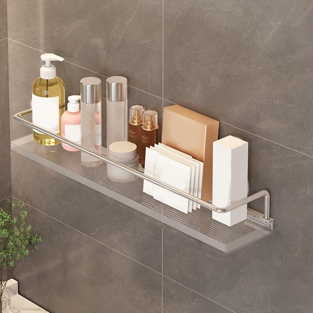 Acrylic Bathroom Corner Shelf Wall Mounted nizer with Towel Rack Transparent Cosmetic Storage Shelf for Dressing Table Floating Shelves for Kitchen Gold Finish 50cm