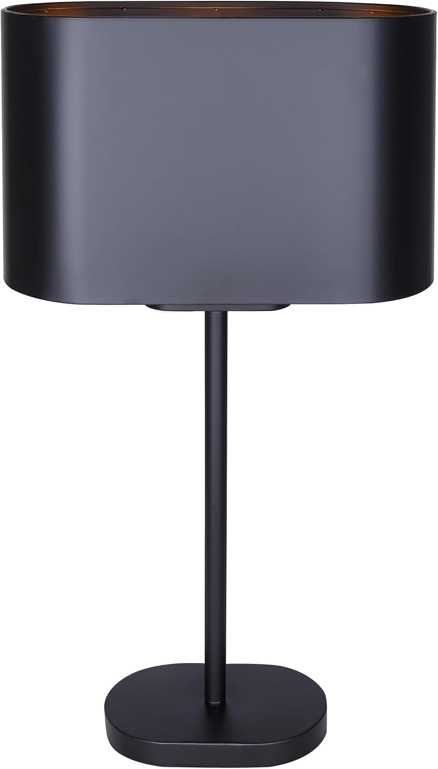 Canarm Kov 1-Light Table Lamp, 24-inch Minimalist Design with Matte Black Finish Metal Shade and Rotary Switch for Bedroom, Living Areas or Office