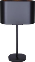 Canarm Kov 1-Light Table Lamp, 24-inch Minimalist Design with Matte Black Finish Metal Shade and Rotary Switch for Bedroom, Living Areas or Office