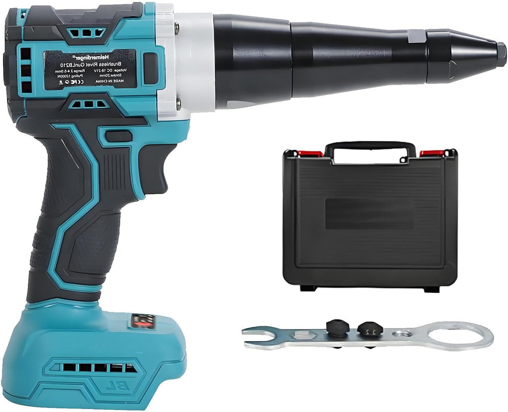 26V Cordless Electric Rivet Gun Brushless - Battery Powered Pop Rivet Tool Kit with Toolbox, 11000N Pulling Force, Fits 0.12-0.2in Rivets, Quiet Working for DIY, Mechanic Baremachine