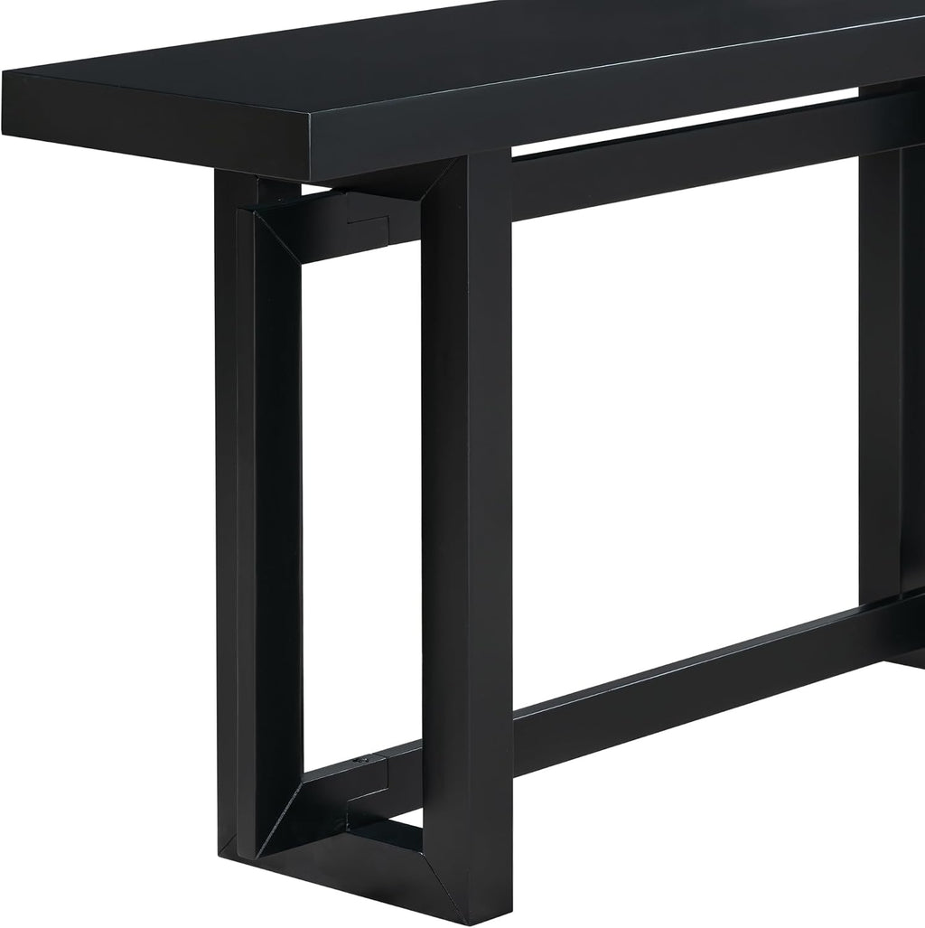 Merax Wood Entryway Console Table, Modern Line Frame with Industrial Concrete Top, for Living Room/Hallway/Foyer, Black