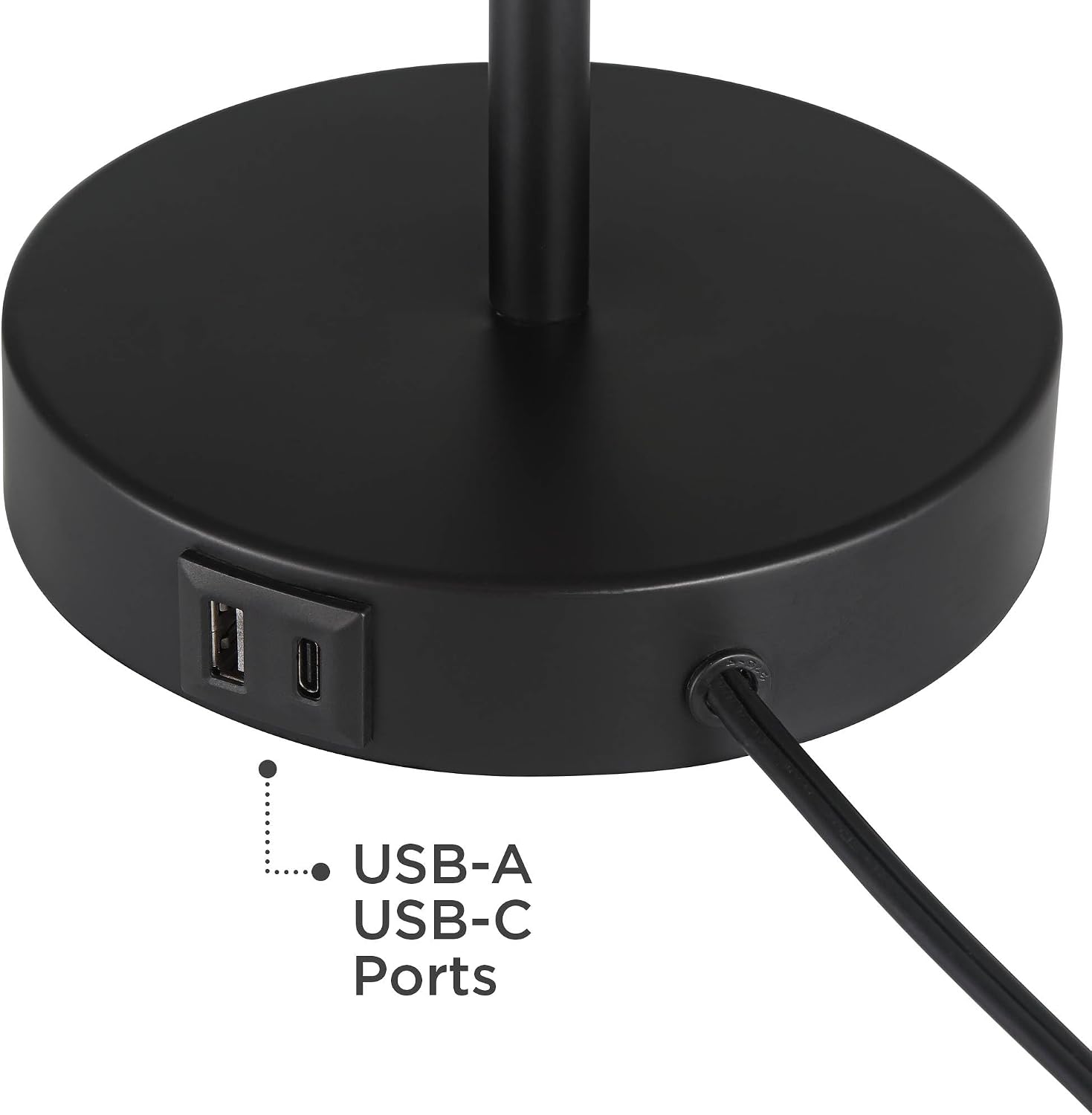 360 Lighting Piper 24' High Gooseneck Small Modern Set of 2 Desk Lamps with USB Charging Ports A+C Black Metal Shade Home Office Living Room Bedroom Bedside Nightstand House Reading Kitchen Entryway