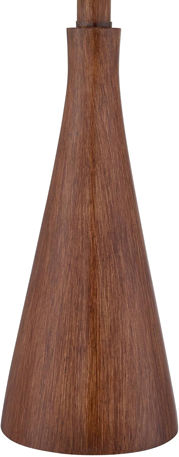 360 Lighting Fraiser 23 1/2' High Cone Small Mid Century Modern Accent Table Lamps Set of 2 Brown Wood Finish Cottage Core Living Room Bedroom Bedside Nightstand House Office Home Oatmeal Shade