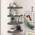 4pcs Floating Corner Shelves, Wall Mounted Corner Storage Display Shelving for Bathroom, Bedroom, Living Room, Kitchen, High Gloss Gray 13.8'x13.8'x1.5' MDF -AA