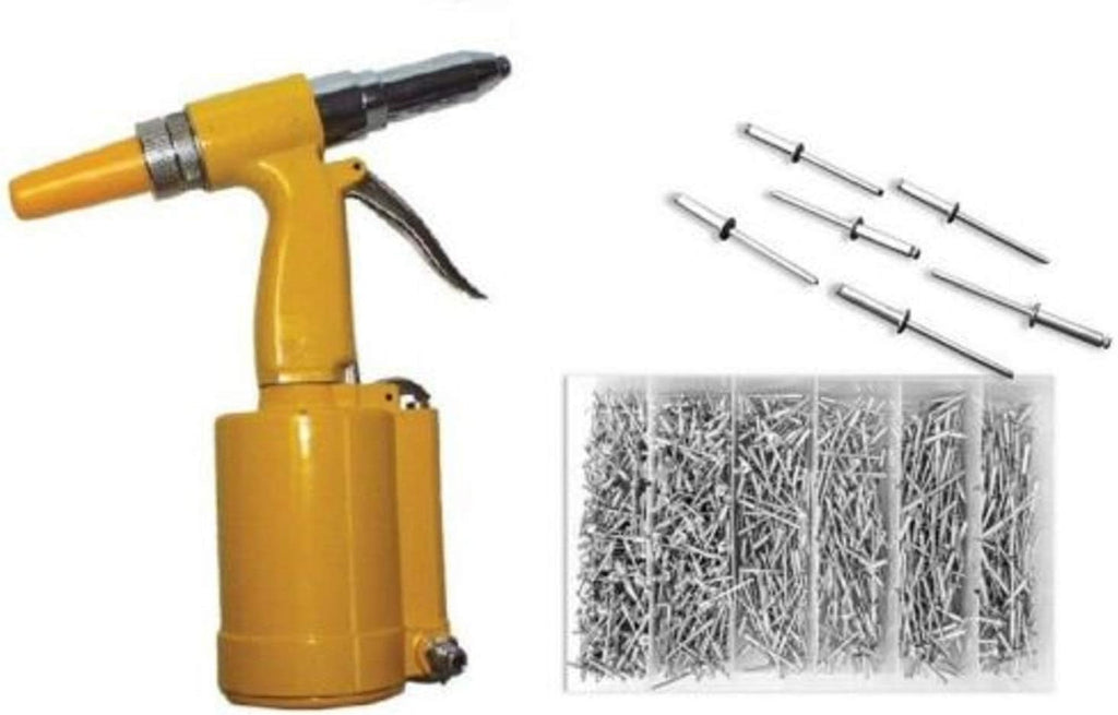 2 set Pneumatic Hydraulic Air Riveter Pop Rivet Gun Tool PLUS 1000pc Rivet Assortment NEW,Jikkolumlukka