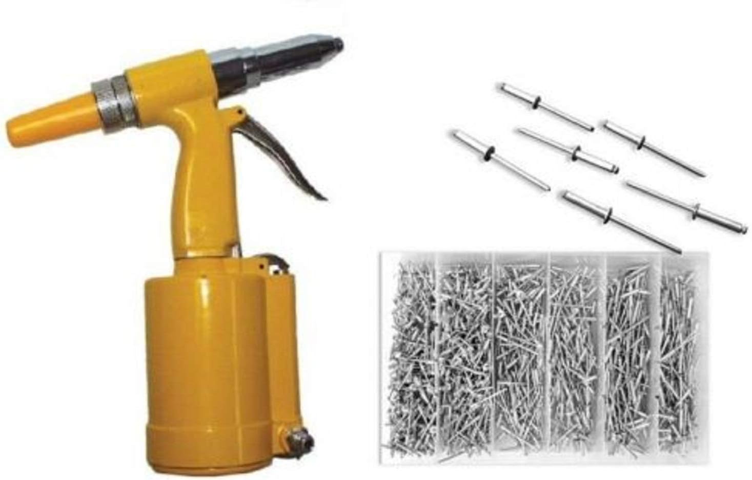 2 set Pneumatic Hydraulic Air Riveter Pop Rivet Gun Tool PLUS 1000pc Rivet Assortment NEW,Jikkolumlukka