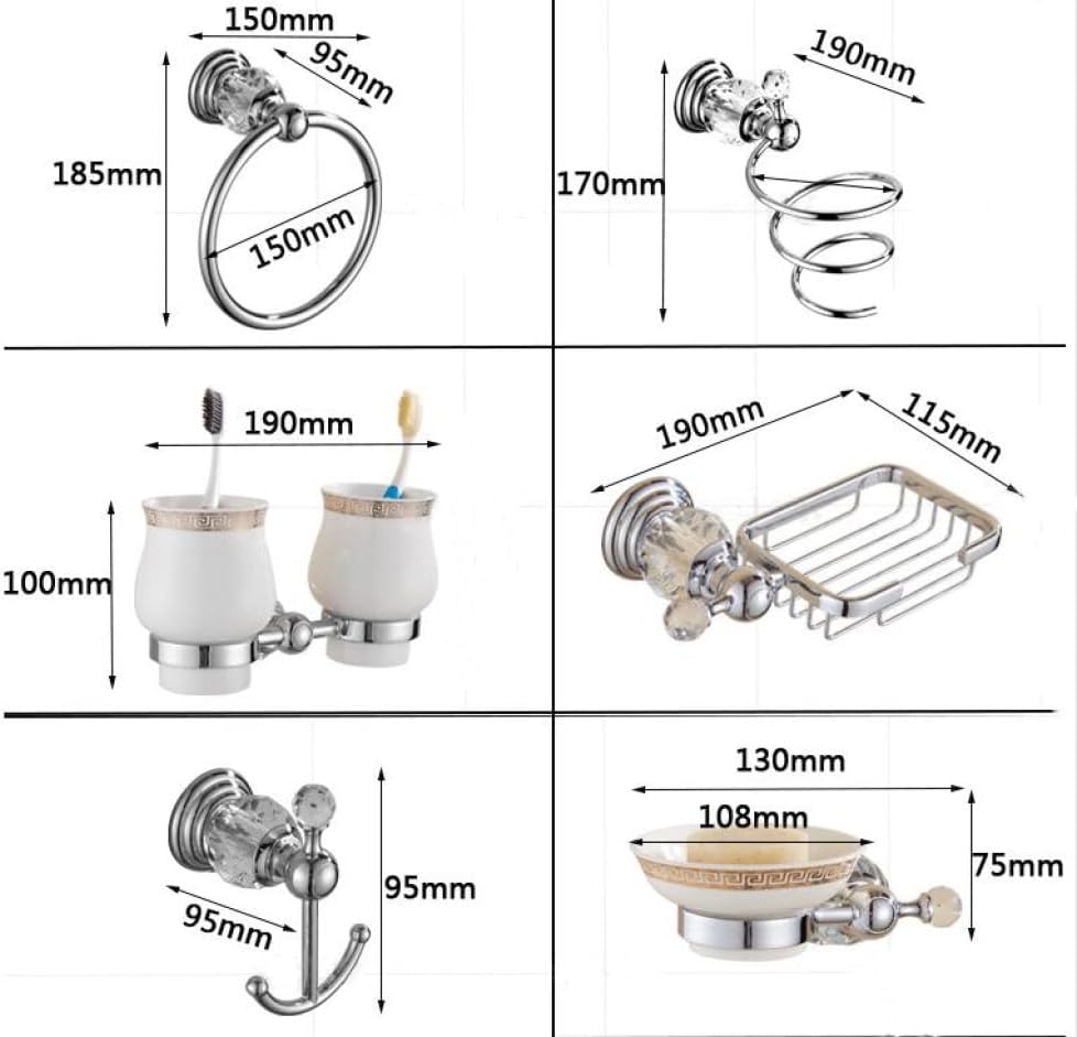 Clear Crystal Bathroom Hardware Set Chrome Bathroom Decoration for Towel Hanger Organize Wall Mount Bathroom Accessories Set,Swivel Towel bar,1