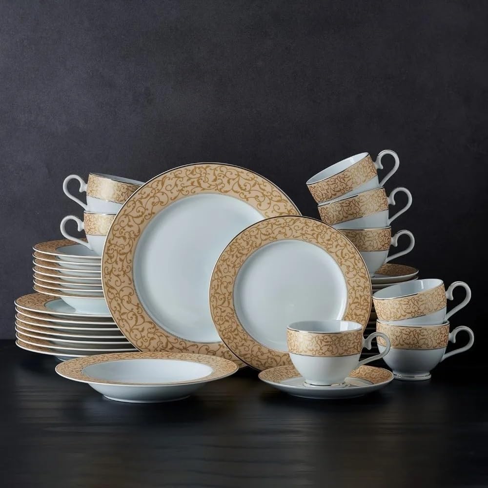 40-Piece Dinnerware Set Plate Plates Dinner Sets Kitchen Tableware Ceramic Dishes to Eat Food Dining