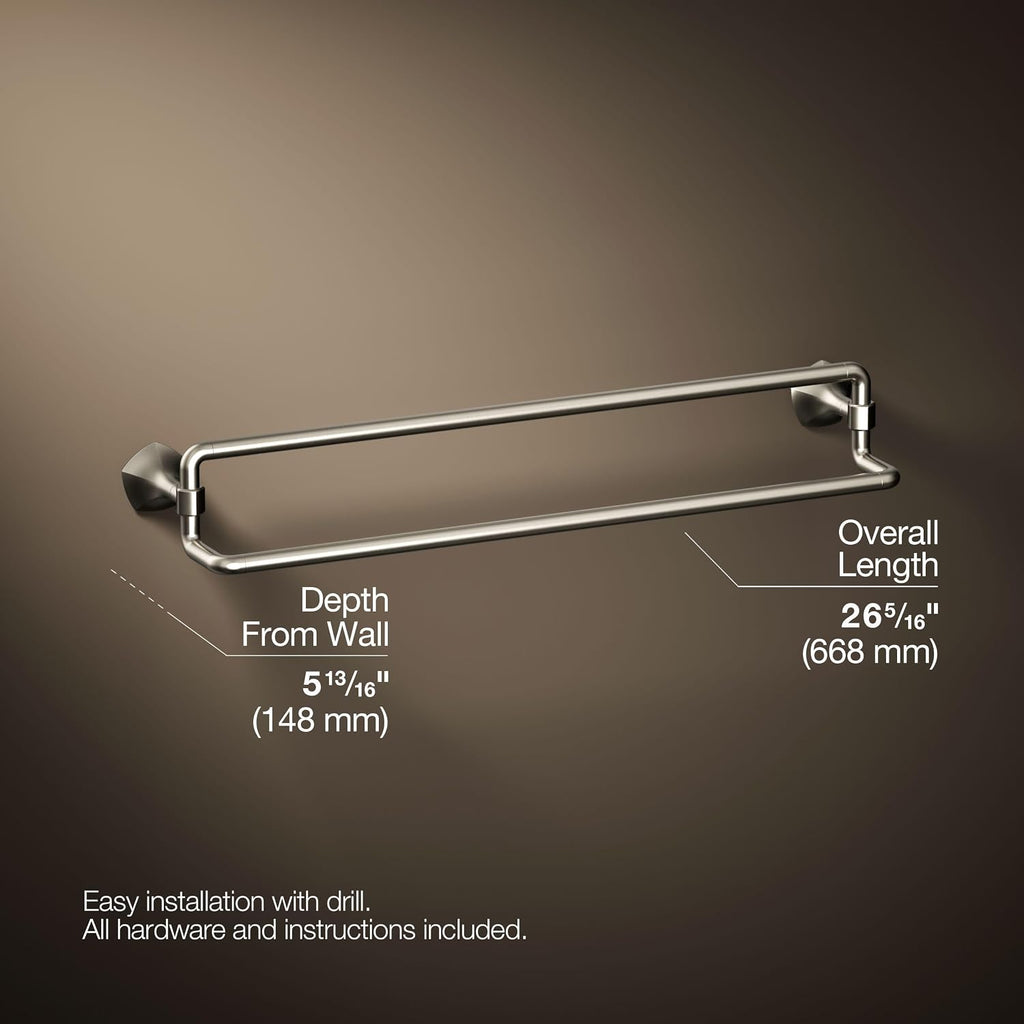 Kohler 27062-BN Occasion® 24' Double Towel bar, Vibrant Brushed Nickel