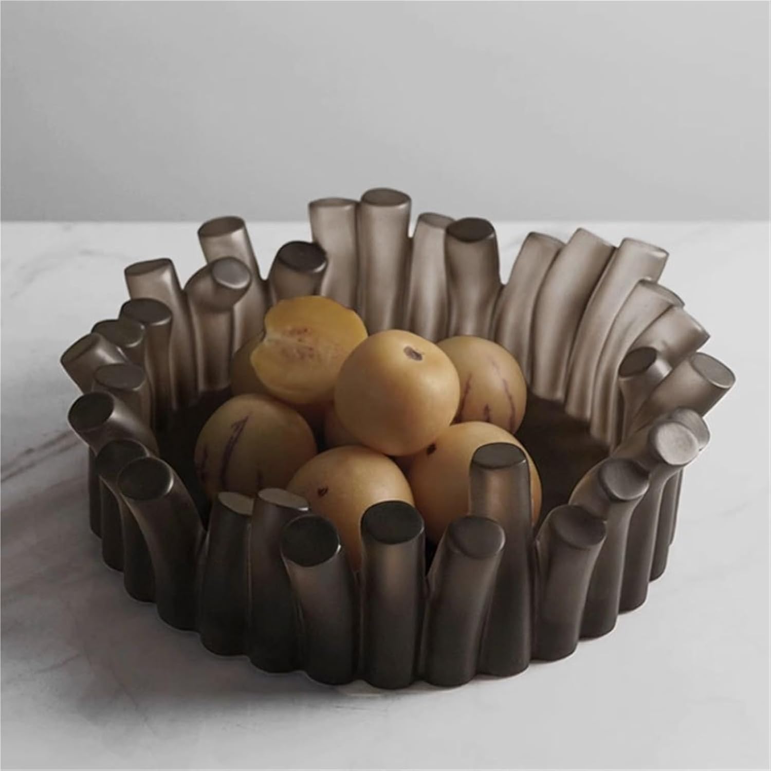 Creative Minimalist Fruit Bowl, Unique Composite Resin Plate Tray - Elegant Home Table Decoration & Storage Organizer(Brown)
