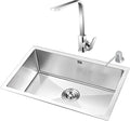Kitchen Sink with Faucet Stainless Steel Sink Undermount Sink Single Bowl Sink Sink with Complete Accessories (68 * 43Cm