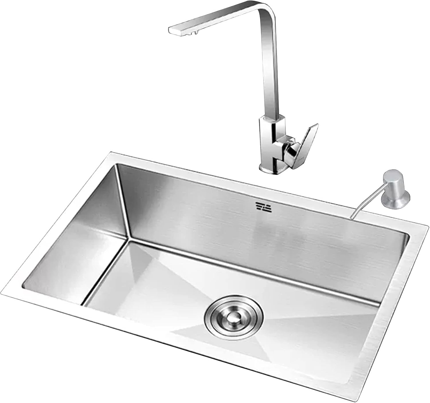 Kitchen Sink with Faucet Stainless Steel Sink Undermount Sink Single Bowl Sink Sink with Complete Accessories (50 * 45Cm