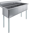 Three Compartment Stainless Steel Commercial Kitchen Prep & Utility Sink | Bowl Size 18' x 18' X 12' | NSF