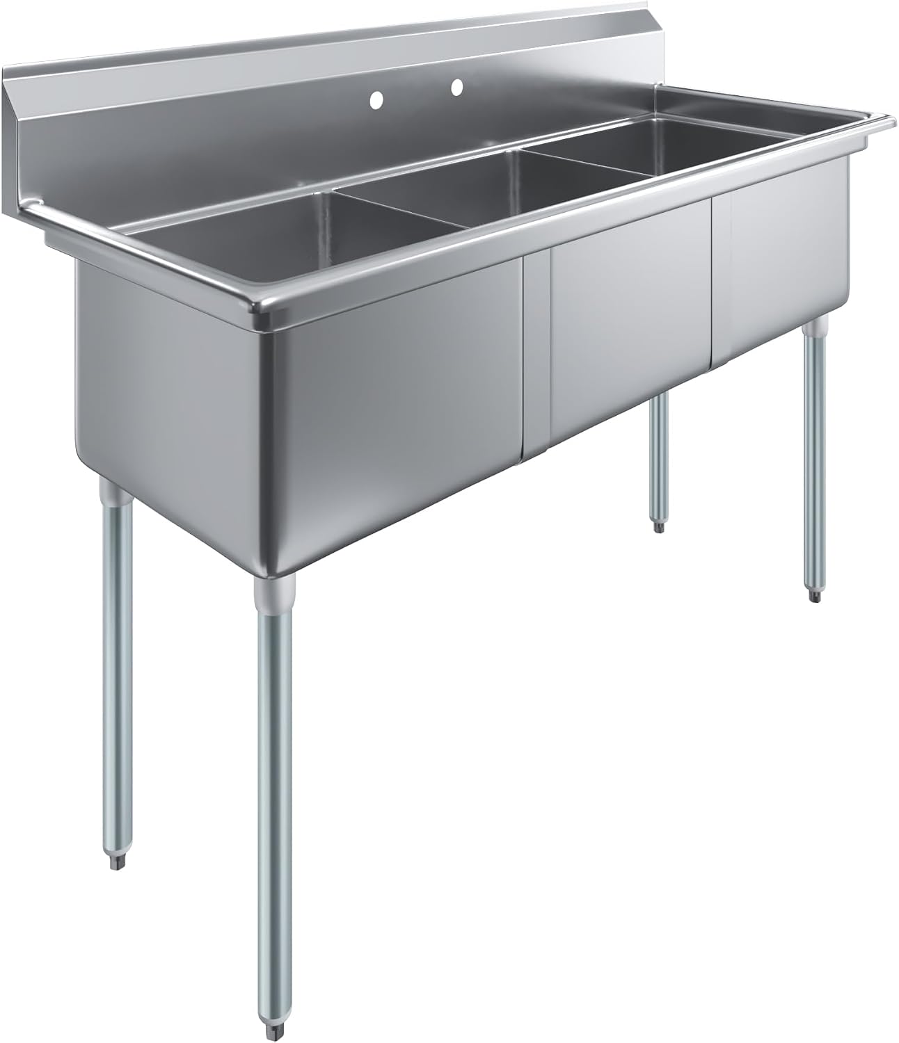 Three Compartment Stainless Steel Commercial Kitchen Prep & Utility Sink | Bowl Size 18' x 18' X 12' | NSF
