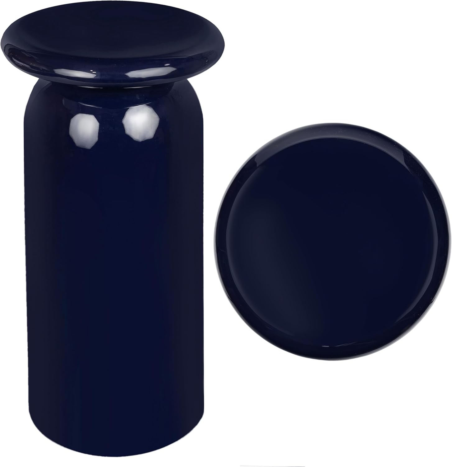 JONATHAN Y END1008D Miles 22.75' Mid-Century Modern Metal Sleek Cylinder Drink Table and Decorative End Table for Living Room, Bedroom, Office, Bathroom, Navy