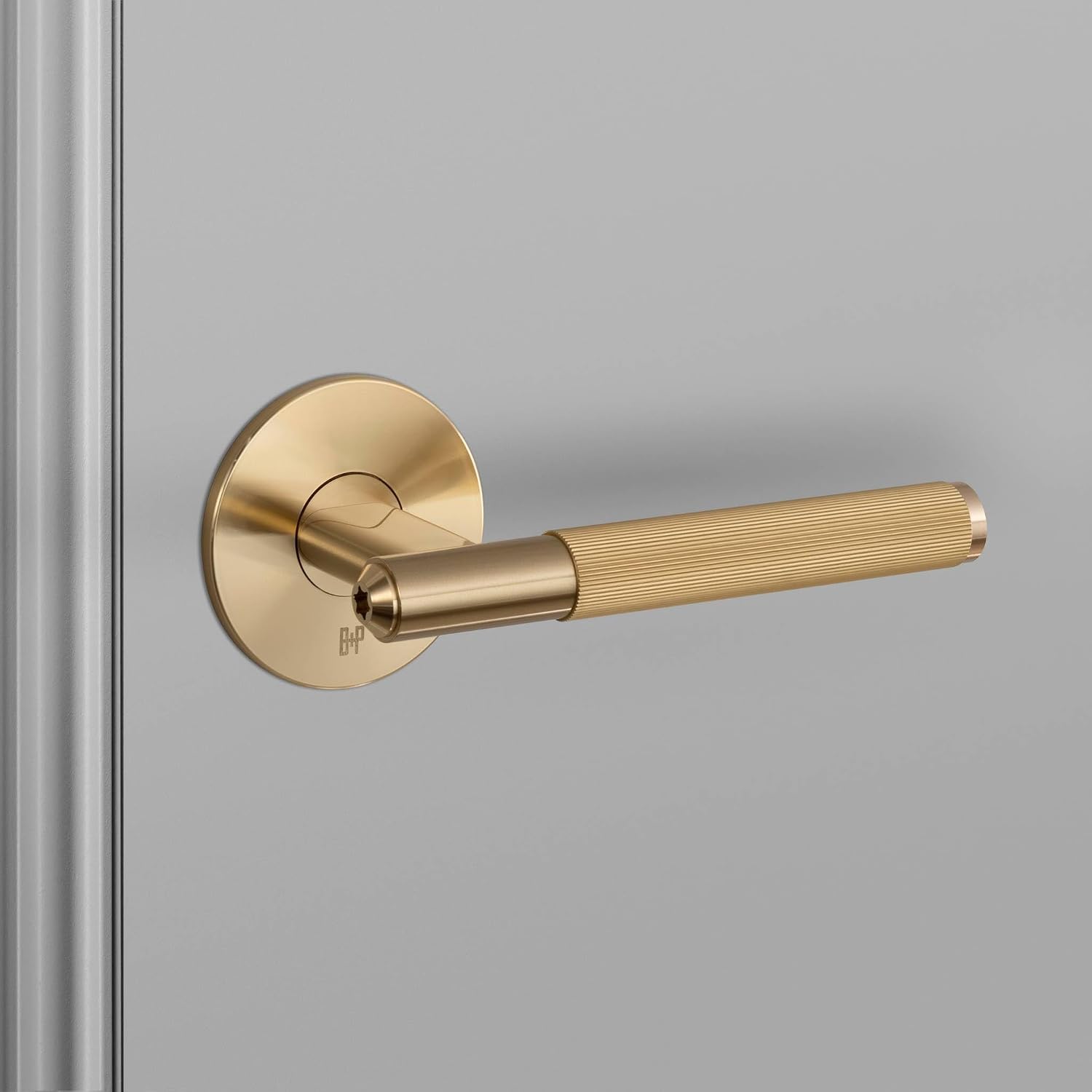 Buster and Punch Door Handle Set Passage Linear Knurl in Steel