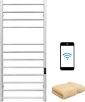KEG Smart WiFi Towel Warmer Wall Mounted with Built-in Timer and Temperature Adjust Control, 12 Bars Electric Stainless Steel Heated Towel Racks for Bathroom Brushed Nickel