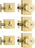 Goldenwarm Brushed Gold Exterior Door Knob with Deadbolt, Square Keyed Different Front Entry Lockset, Heavy Duty, 3 Pack