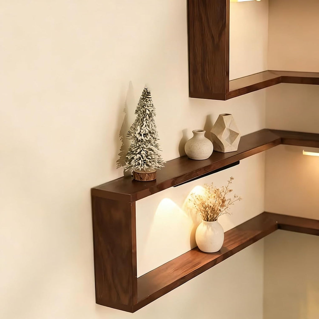 Corner Shelf, Wall Mounted Floating Corner Shelves for Bedroom & Living Room, Space Saving Display Shelf for Collectibles, Plants & Books(L-Shape A 30 x 60 x 20 cm,10 Pack)