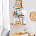 Wall Shelf 3pcs set Corner Floating Shelf, Solid Oak Wood Floating Corner Shelf Wall Mounted , Wall Display Shelf for Small Plant Photo Frame for Bedroom Kitchen, Living (Nature-3pcs Set-One Size)