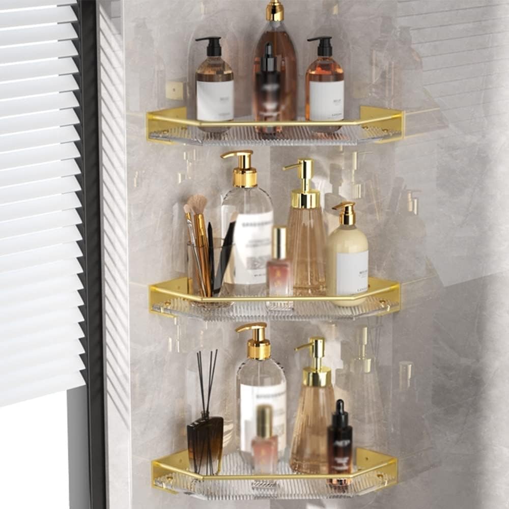 Corner Shower Caddy - Wall Mounted Acrylic Shower Shelves, Bathroom Storage Organizer for Efficient Shower Organization