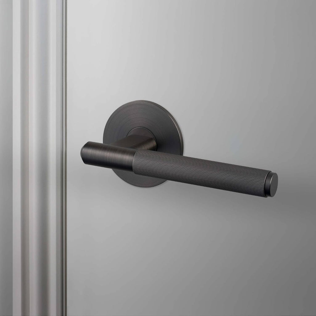 Buster and Punch Door Handle Set Passage Linear Knurl Smoked Bronze