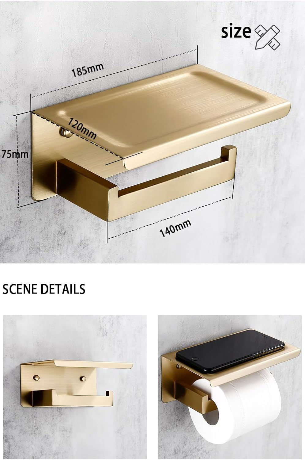 Brushed Gold Bathroom Accessories Set Toilet Brush Holder Toilet Paper Holder Towel Bar Rail Rack Hanger Hook Soap Dish Hardware,Shelf Paper Holder
