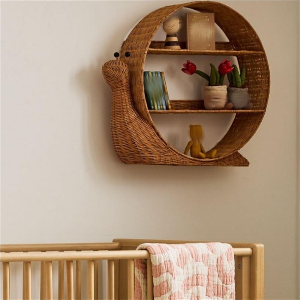 Creative Wall-Mounted Cup Rack, Book Storage Rack, Rattan Display Rack, Suitable for Bedroom, Living Room, Restaurant, Store Decoration