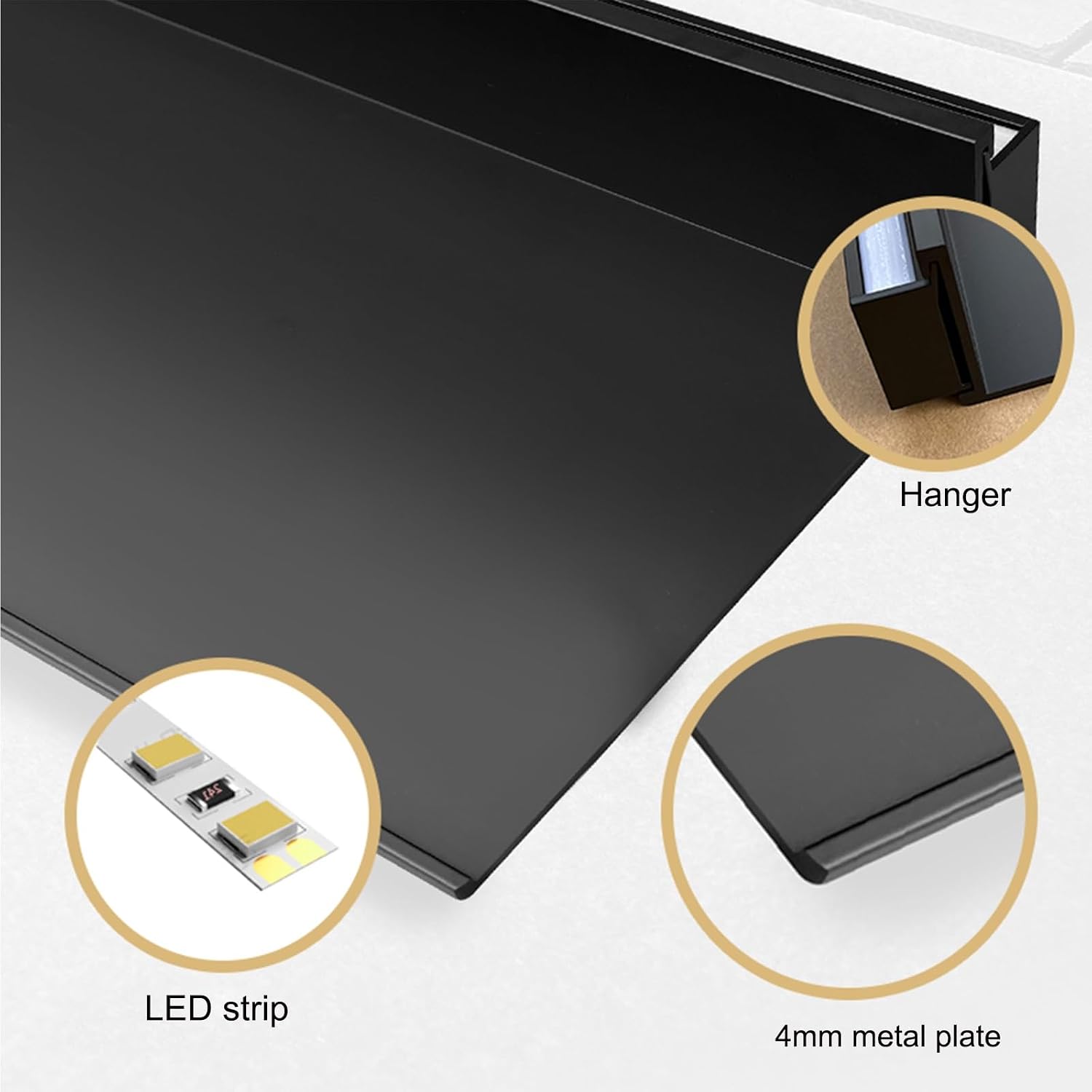 Corner Ledge Wall Shelf,Wall Mounted Light-Emitting Shelves, Storage Shelf Floating Display Shelf LED Light Up Can Hold A Lot of Things Objects are Not Easy to Fall (Color : Noir, Size : 120